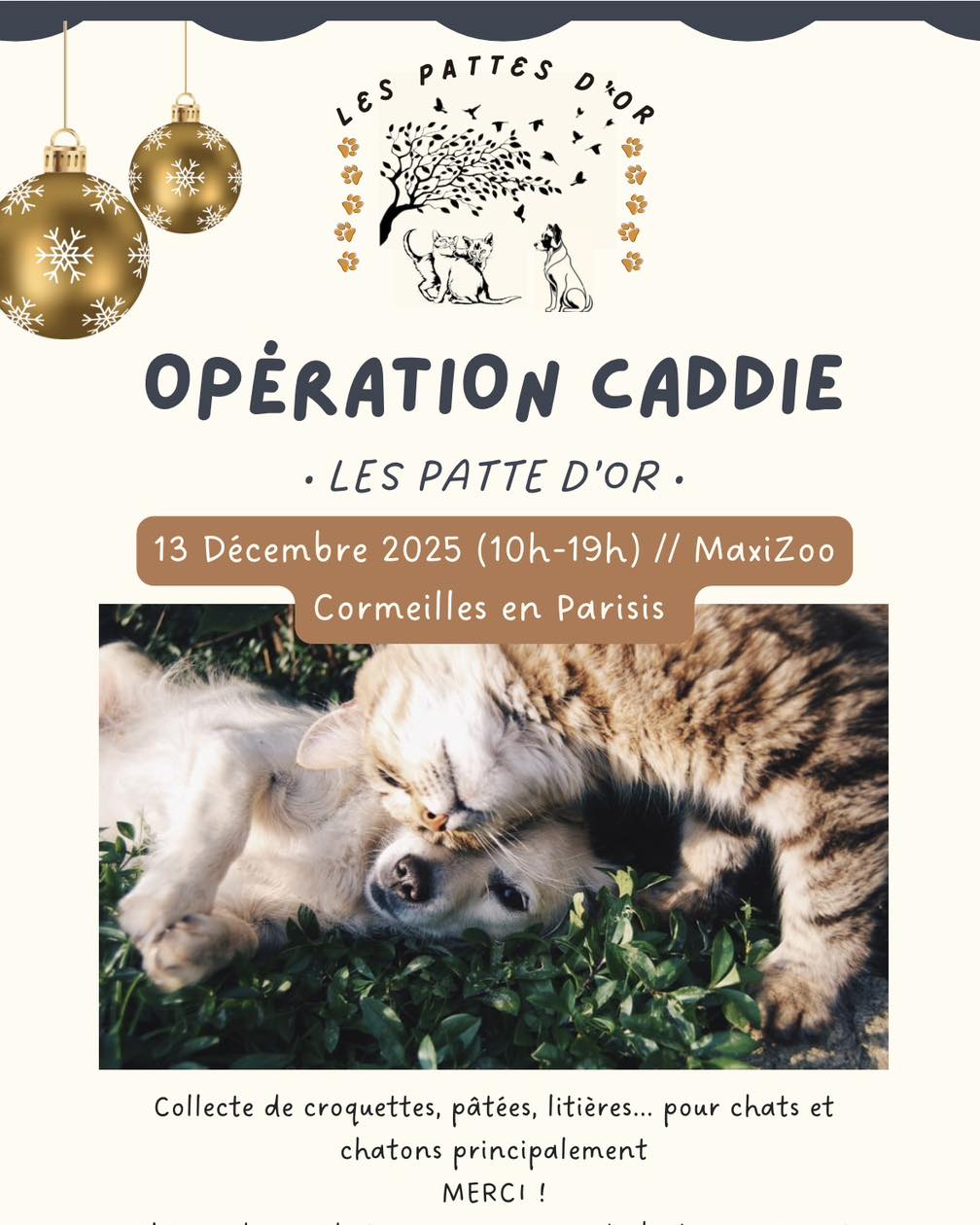 Opération Caddie Maxi Zoo Cormeilles-en-Parisis décembre 2025